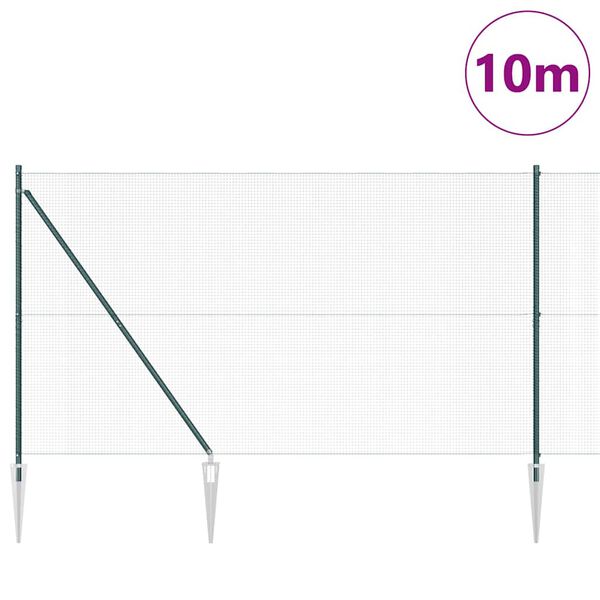 vidaXL Fence Post Green 10 x 1.6 m (16 x 16 mm mesh) Steel and PVC