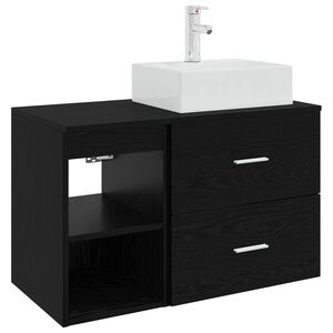 vidaXL Bathroom Furniture Set 2 pcs Black Oak Engineered Wood