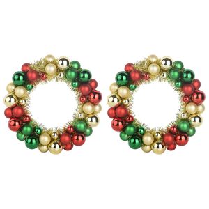 vidaXL Christmas Ball Wreathes 2 pcs Multicolour 33 x 33 x 7 cm
