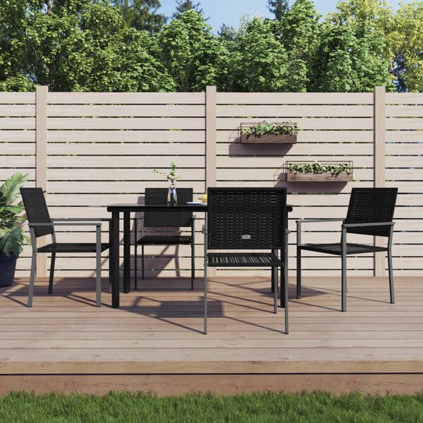 vidaXL 5 Piece Garden Dining Set Poly Rattan and Steel