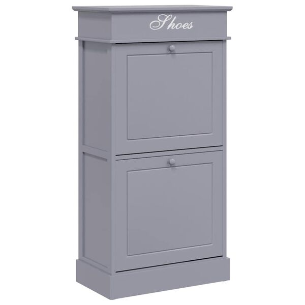 vidaXL Shoe Cabinet Grey 50x28x98 cm Paulownia Wood