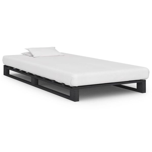 vidaXL Pallet Bed Frame without Mattress Grey Solid Pine Wood 90x200 cm