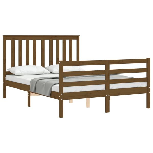 vidaXL Bed Frame without Mattress Honey Brown 140x190 cm Solid Wood