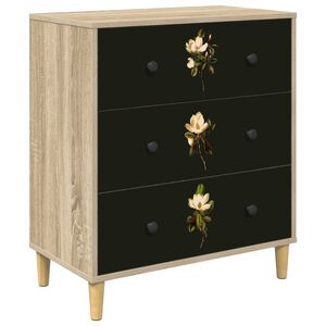 vidaXL Chest of Drawers BREMEN Magnolia print 66 x 36.5 x 75 cm Sonoma