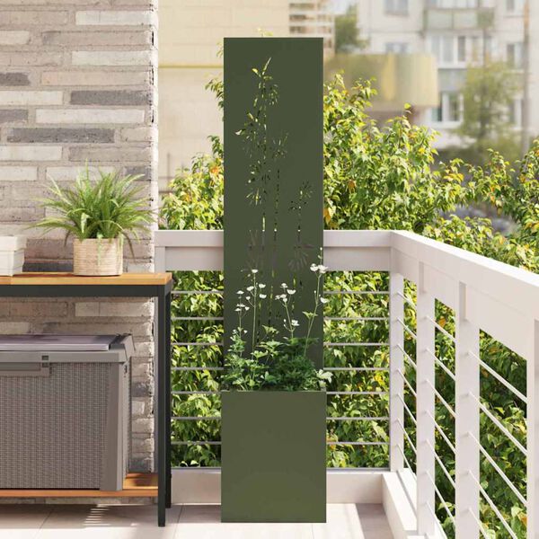vidaXL Garden Privacy Screen Olive green 32 x 140 cm Cold-rolled steel