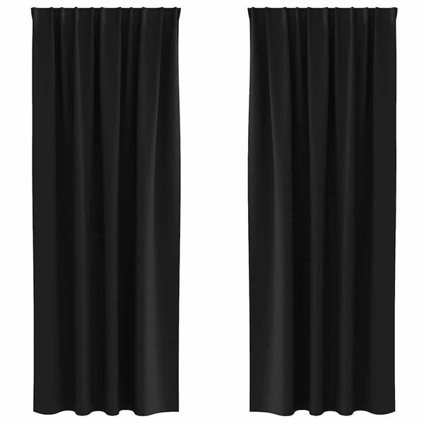vidaXL Blackout Curtains with Rings 2 pcs Black 245 x 140 cm Polyester