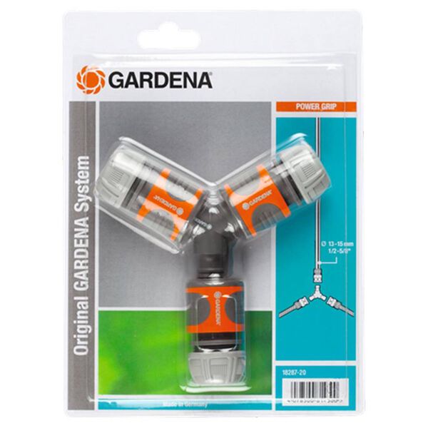 GARDENA Two Way Hose Coupling Set Orange and Grey 18287-20