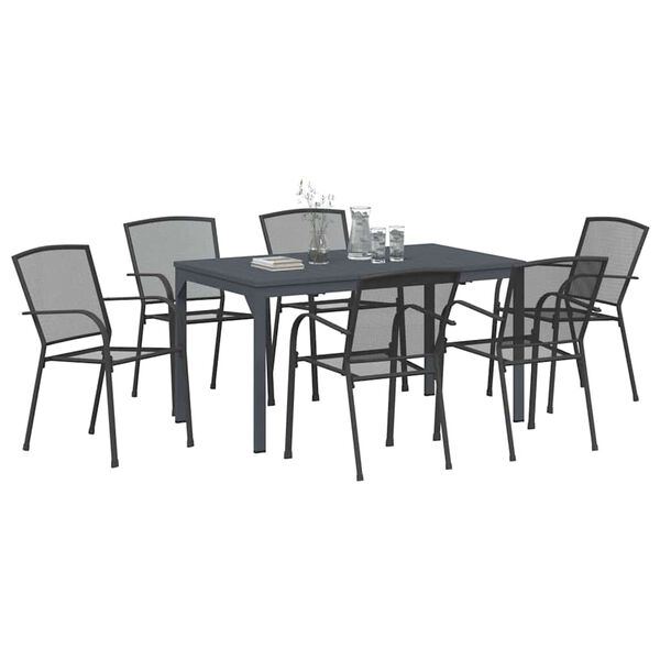 vidaXL Garden Dining Set 7 pcs Anthracite Steel