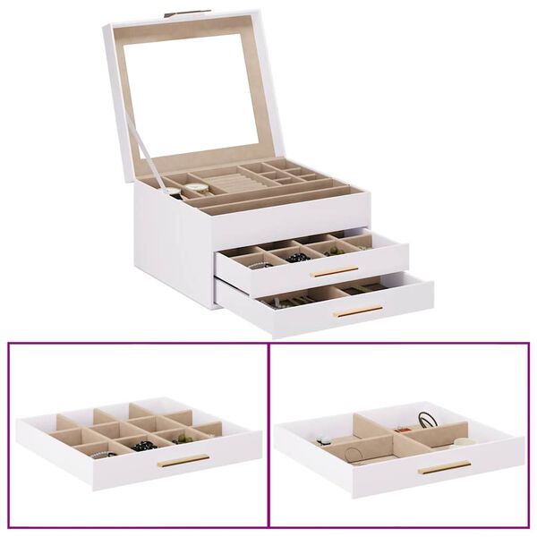 vidaXL Jewellery Box 3-Layer White 23x20.5x14 cm