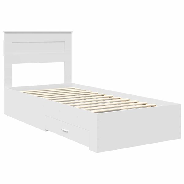 vidaXL Bed Frame Manual White and Silver 75 x 190 cm Engineered Wood