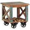 vidaXL Side Table with Wheels 40x40x42 cm Solid Wood Reclaimed