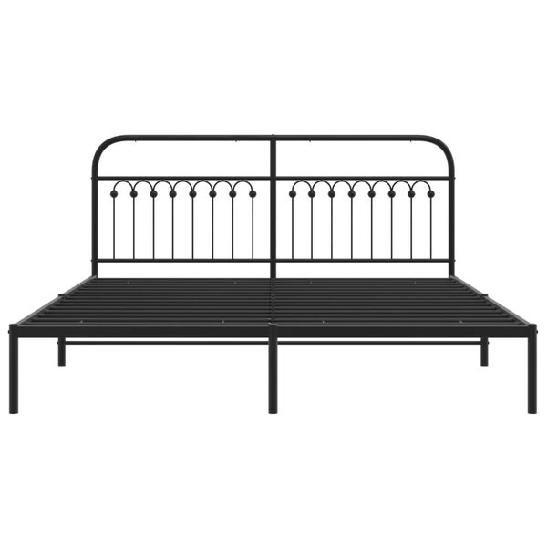 vidaXL Metal Bed Frame without Mattress with Headboard Black 183x213cm