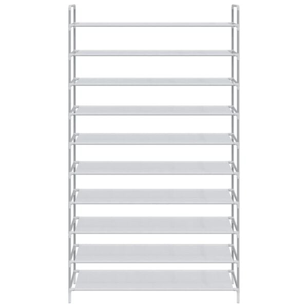 vidaXL Shoe Rack with 10 Shelves Metal and Non-woven Fabric Silver
