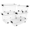 vidaXL Storage Boxes with Wheels & Lids 5 pcs Transparent 60 L