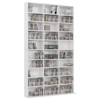 vidaXL CD Cabinet High Gloss White 102x16x177.5 cm Engineered Wood