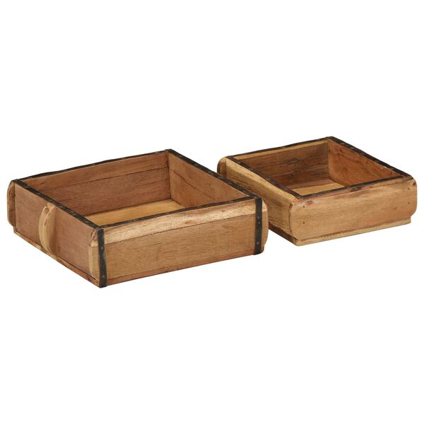 vidaXL Tray 2 pcs Brown 29 x 31 x 10 cm Solid Reclaim Wood