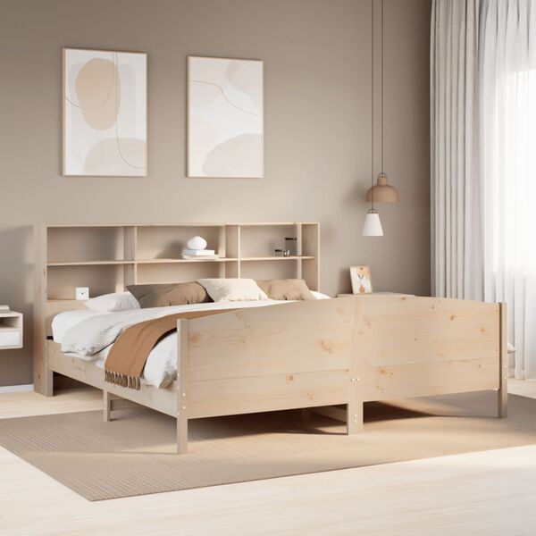 vidaXL Bookcase Bed without Mattress 200x200cm Solid Wood Pine