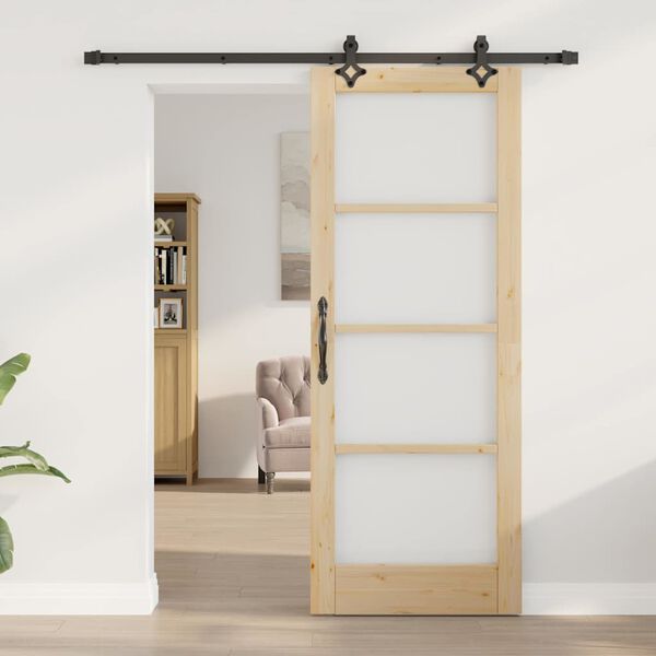 vidaXL Sliding Door ORKDAL Natural and Black 78 x 202 cm