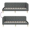 vidaXL Corner Bed Frame with Headboard Dark Grey 90 x 190 cm Fabric