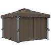 vidaXL Gazebo with Curtain&LED String Lights 3x3 m Taupe