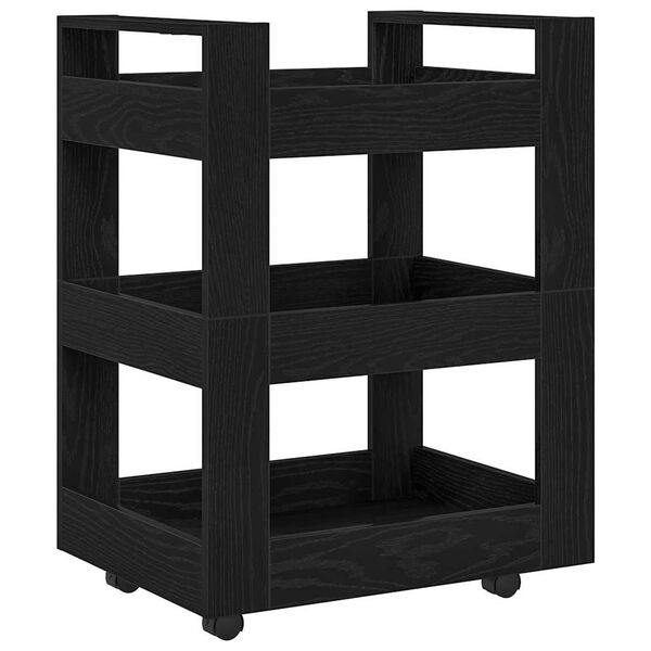 vidaXL Kitchen Trolley Black Oak 60 x 45 x 80 cm Engineered Wood