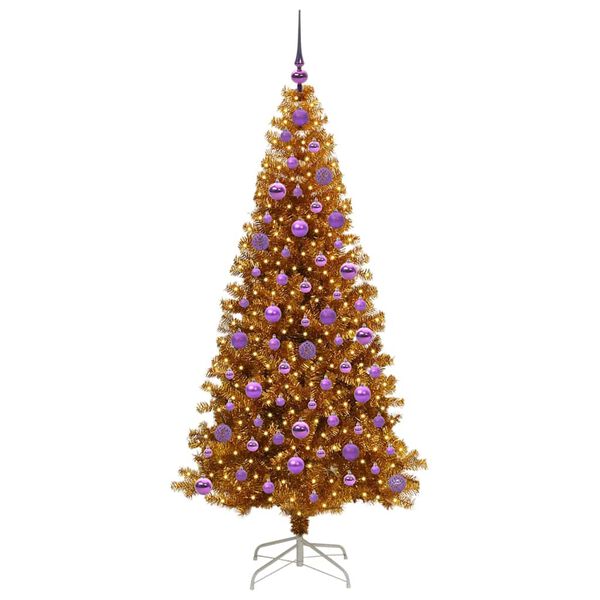 vidaXL Christmas Tree with 300 LEDs with Stand Gold 180 cm PET