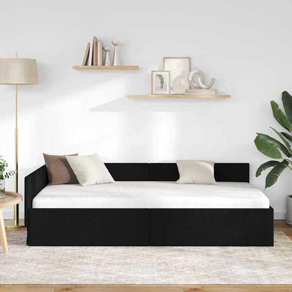 vidaXL Corner Bed Frame with Headboard Black 80 cm x 200 cm Velvet