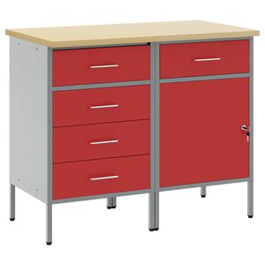 vidaXL Work Cabinet with Drawer 2 pcs Red and Grey 75 x 45 x 85 cm