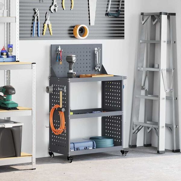 vidaXL Tool Trolley Anthracite 65 x 35 x 111 cm Cold-rolled Steel