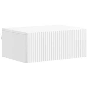 vidaXL Wall-Mounted Bedside Cabinet High Gloss White 49 x 34.5 x 20 cm