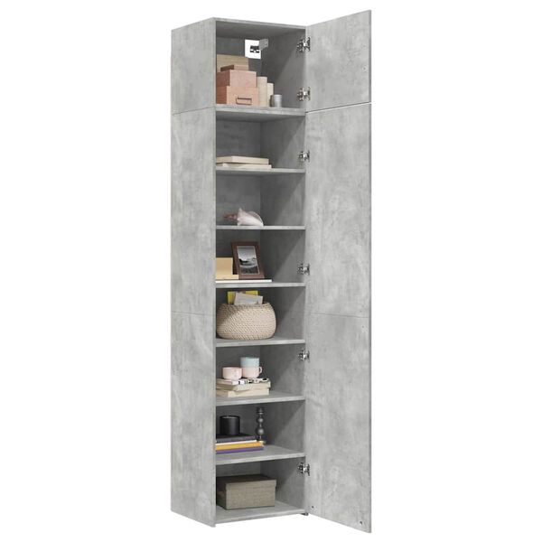 vidaXL Slim Storage Cabinet Concrete Grey 50x42.5x225 cm Engineered Wood