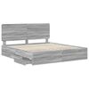 vidaXL Bed Frame with Drawer Grey Sonoma 200 x 200 cm Engineer Wood
