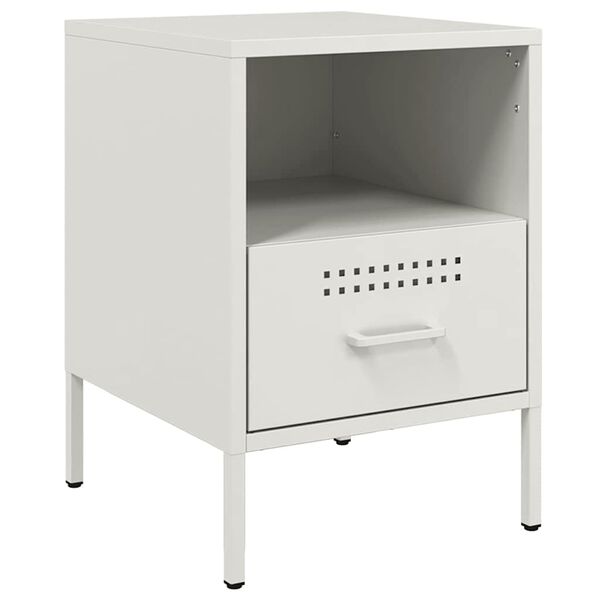 vidaXL Bedside Cabinet White 36x39x50.5 cm Steel