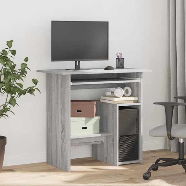 vidaXL Desk Grey Sonoma 80x45x74 cm Engineered Wood
