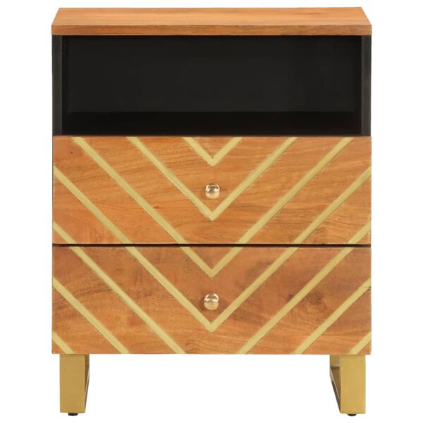 vidaXL Bedside Cabinet Brown and Black 50x33x60 cm Solid Wood Mango