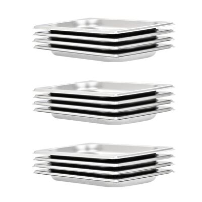 vidaXL Gastronorm Containers 12 pcs GN 1/4 20 mm Stainless Steel