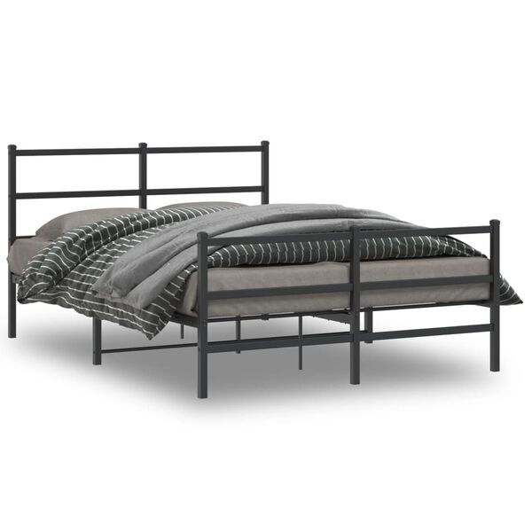 vidaXL Metal Bed Frame without Mattress with Footboard&nbsp;Black 140x190cm