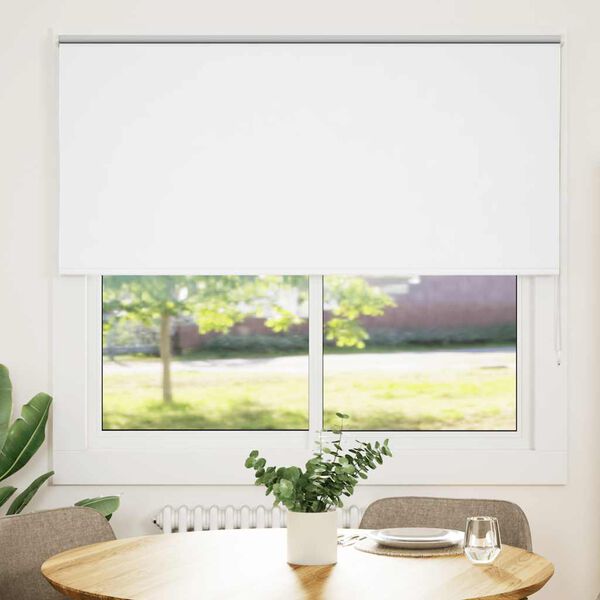 vidaXL Roller Blind Blackout White 145x130 cm Fabric Width 141.6 cm Polyester