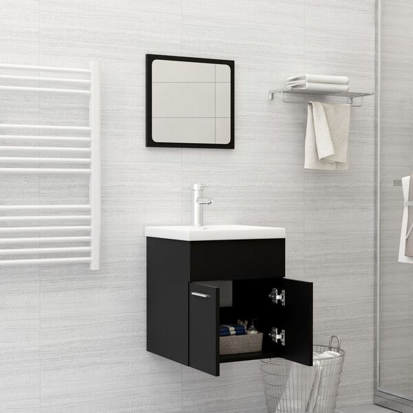 vidaXL Bathroom Furniture Set Black Engineered Wood