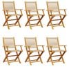 vidaXL Folding Garden Chairs 6 pcs Beige Solid Wood Acacia