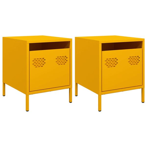 vidaXL Bedside Cabinets 2 pcs Mustard Yellow 35x39x43.5 cm Steel