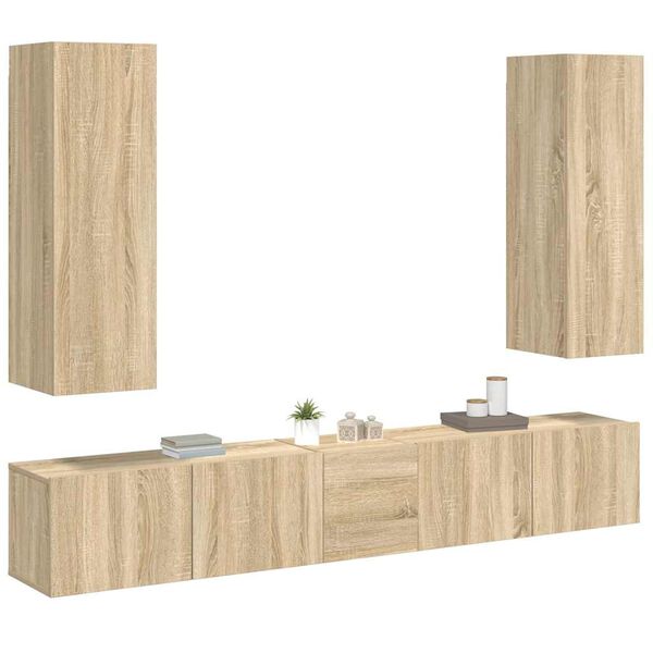 vidaXL 5 Piece TV Cabinet Set Sonoma Oak Engineered Wood