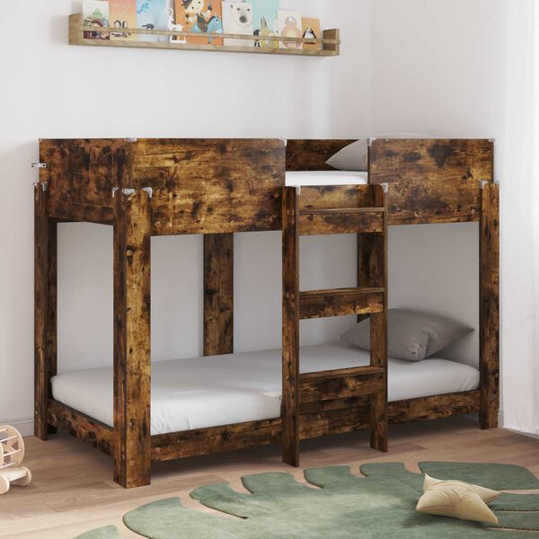 vidaXL Bunk Bed for Kids Smoked Oak 80 x 160 cm Engineered Wood