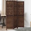 vidaXL Room Divider 3 Panels Dark Brown Solid Wood Paulownia