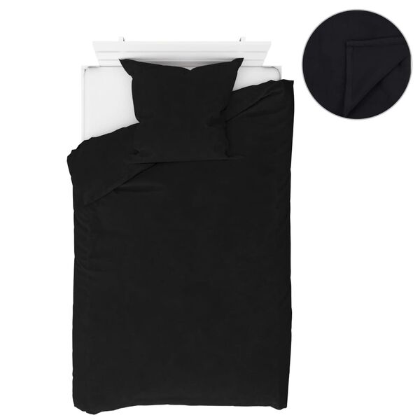 vidaXL 4 Piece Bedding Set Fleece Black 155x200/80x80 cm