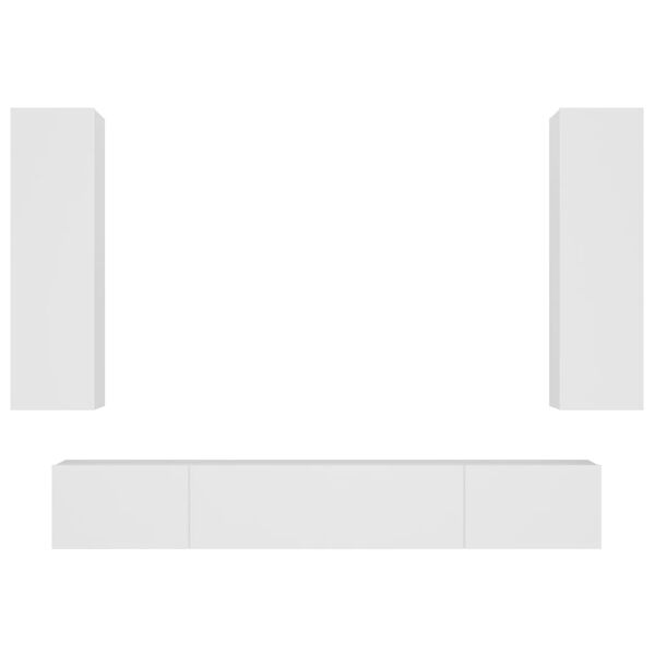 vidaXL 4 Piece TV Cabinet Set White Engineered Wood