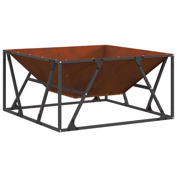 vidaXL Fire Pit Brown 80 x 80 x 40 cm Weathering Steel