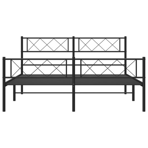 vidaXL Metal Bed Frame without Mattress with Footboard Black 150x200cm