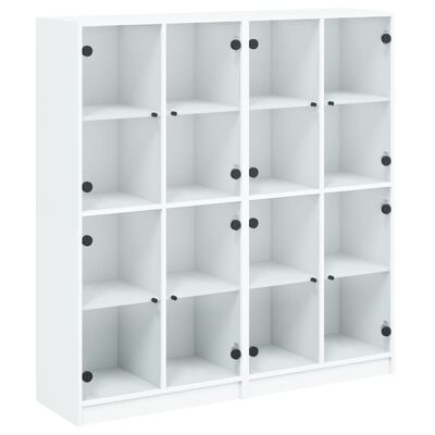 vidaXL Bookcase with Doors White 136x37x142 cm Engineered Wood