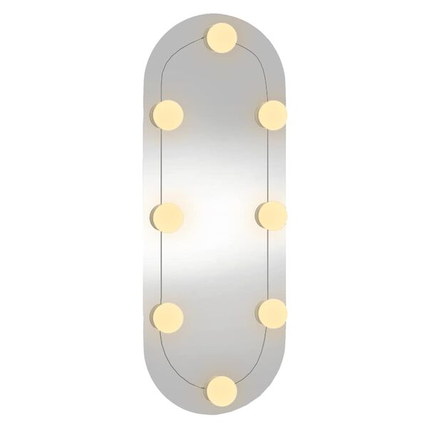 vidaXL Wall Mirror with LED Lights 20x50 cm Glass Oval